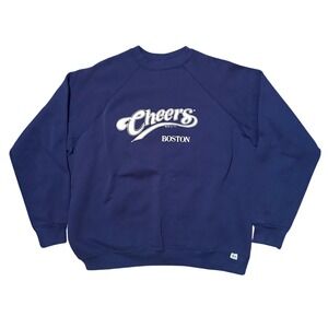 Cheers Boston Sweatshirt Navy Blue Crewneck Pullover Vintage 80s Style